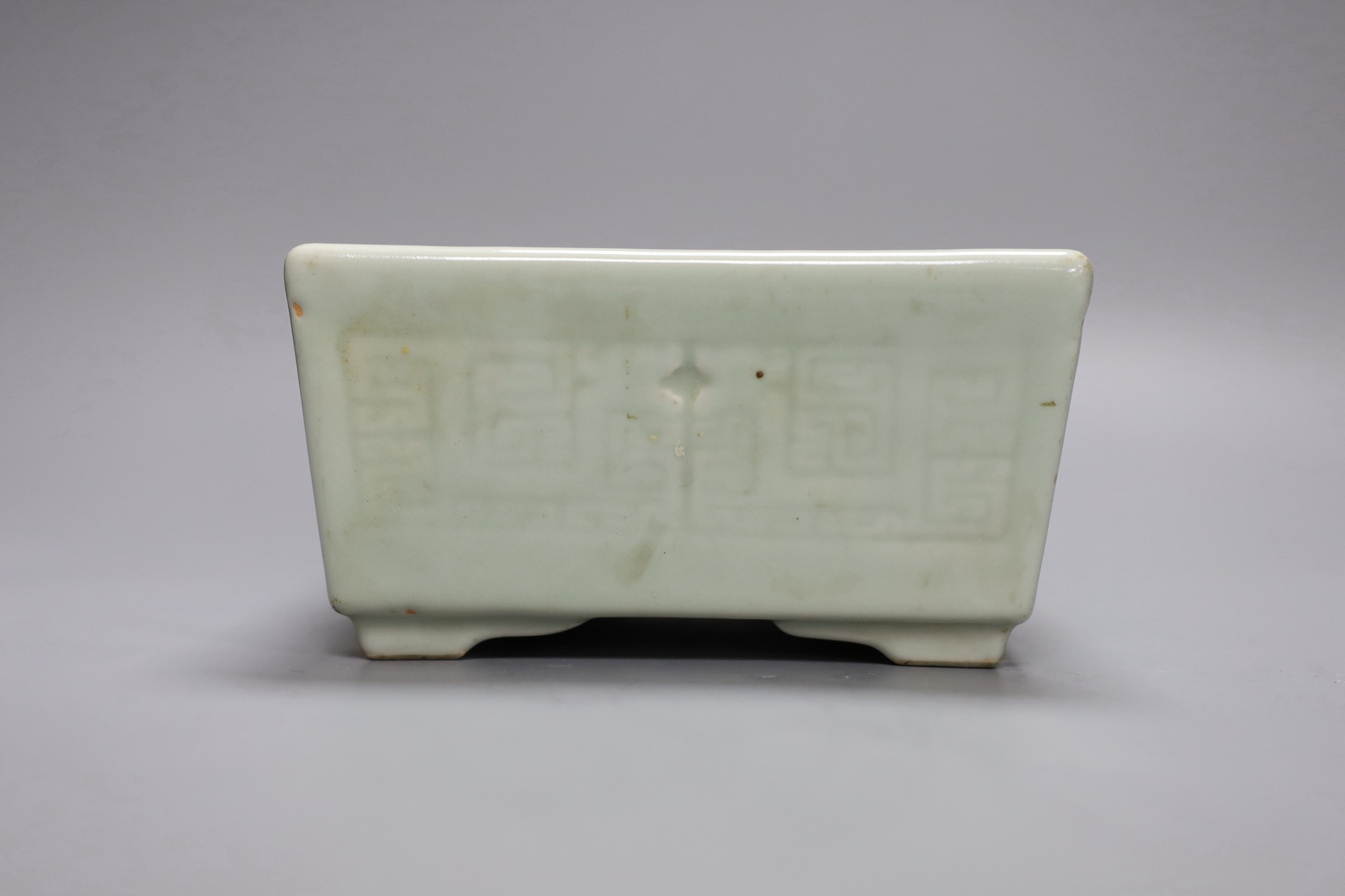 A Chinese celadon glazed planter, early 20th century, 24 cms wide x 14 deep